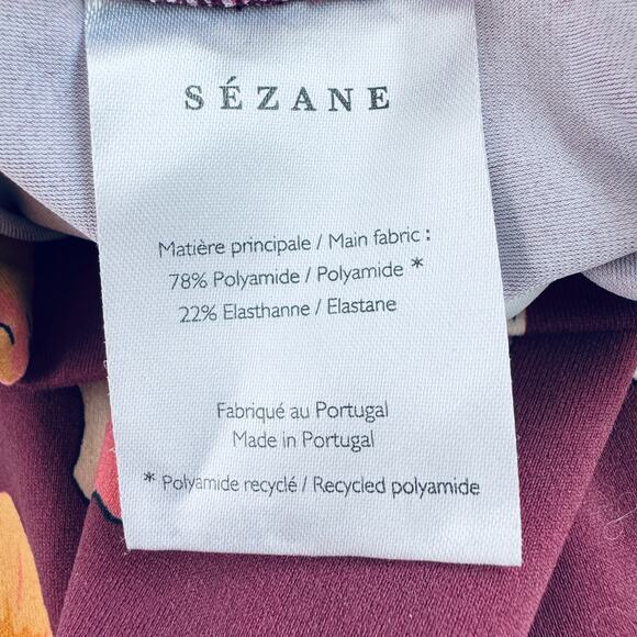 Sezane EPS Women Surya Floral Leggings Size XS 7/8 Active Stretch Dark Red - Picture 3 of 8